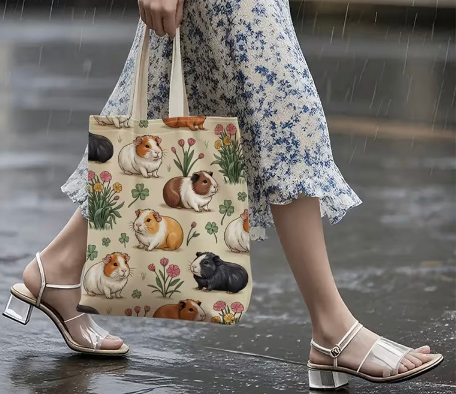 Double sided guinea pig printed unisex Tote bag