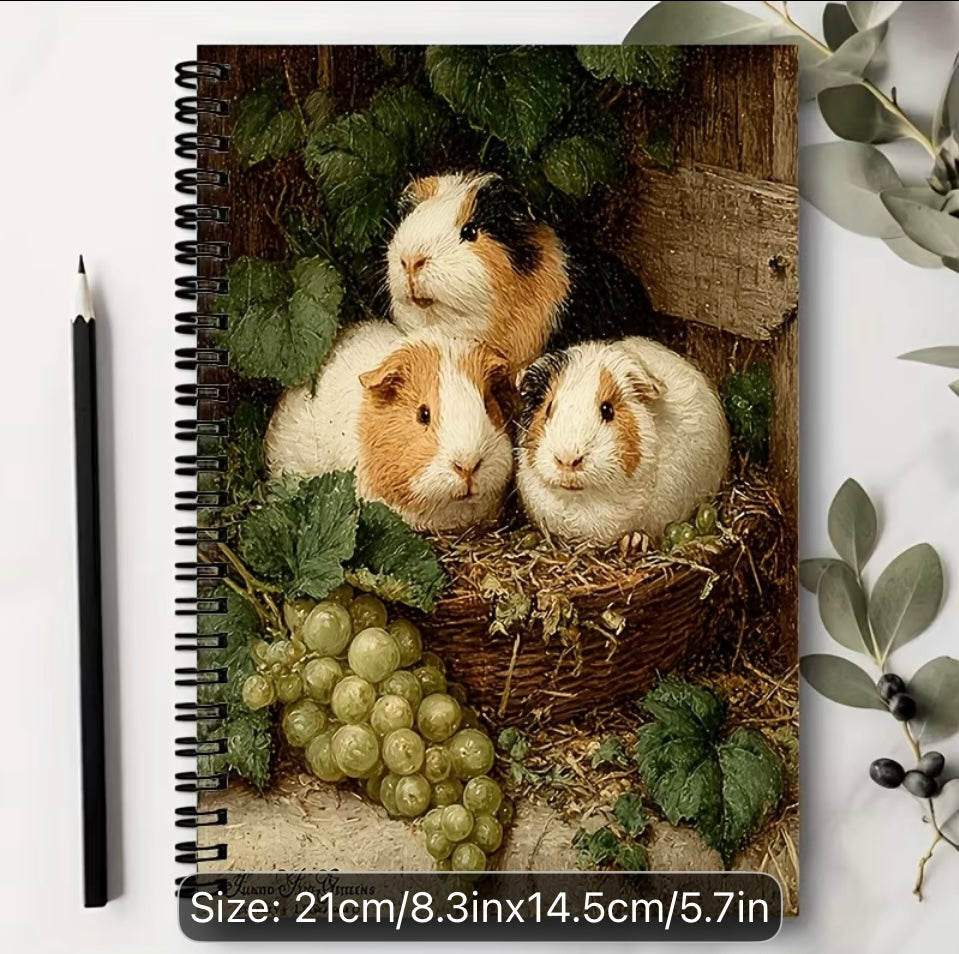Guinea Pig design spiral bound note pad 3 little piggies