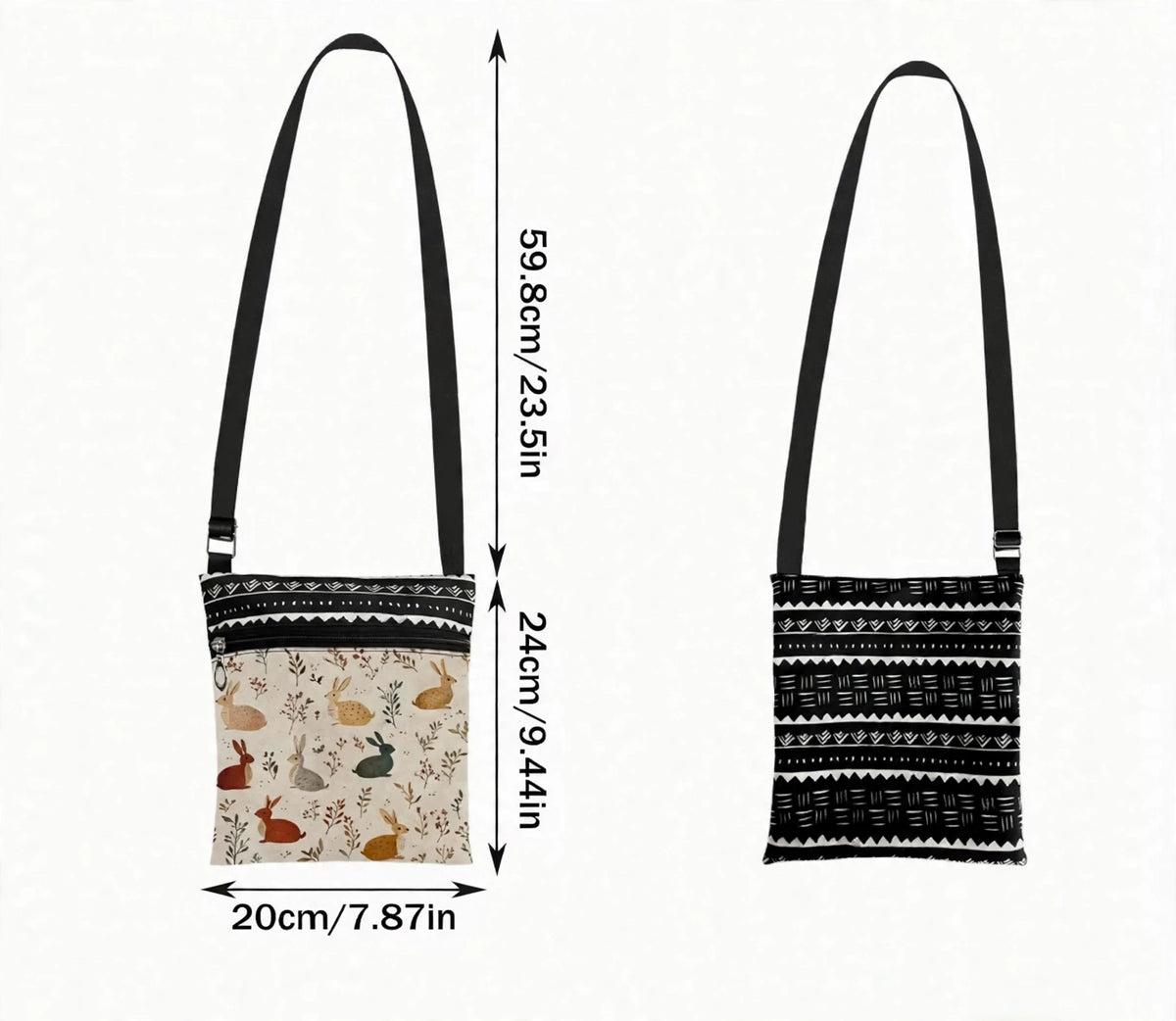 Rabbit design Cross body bag with lots of little rabbits