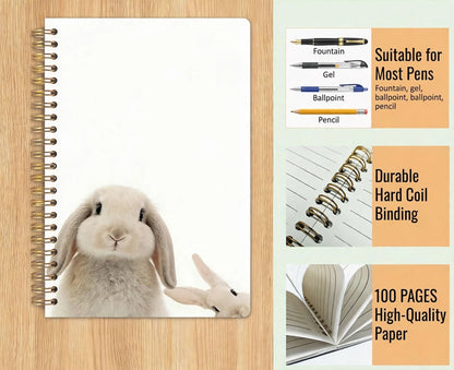 Spiral bound Notebook with cute Bunny design