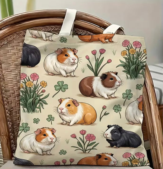 Double sided guinea pig printed unisex Tote bag
