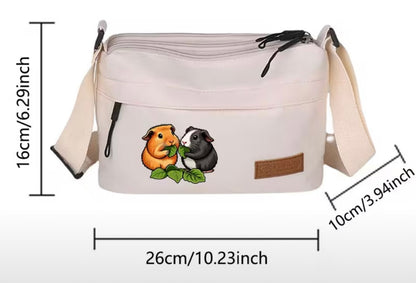 Shoulder Bag with cute pair of guinea pigs eating a spinach leaf