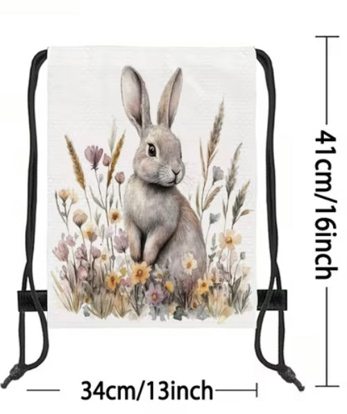 Rabbit design on a drawstring bag