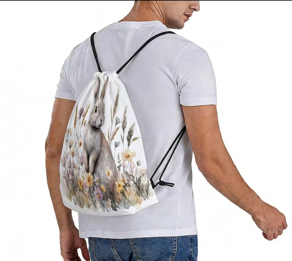 Rabbit design on a drawstring bag