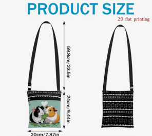 Guinea Pig Crossbody Bag featuring 2 cute Guinea Pigs eating a spinach leaf